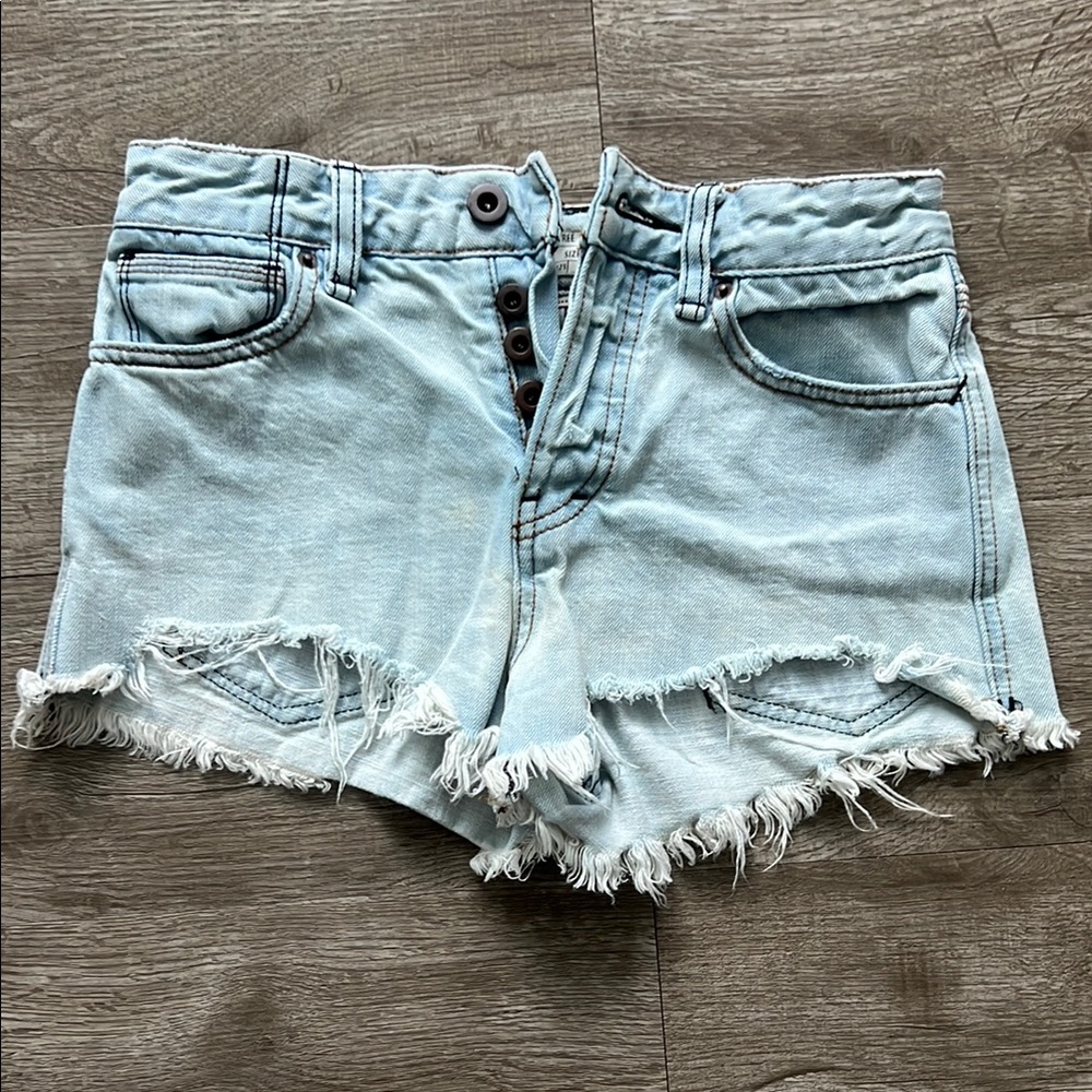 Free People Blue Jean Shorts